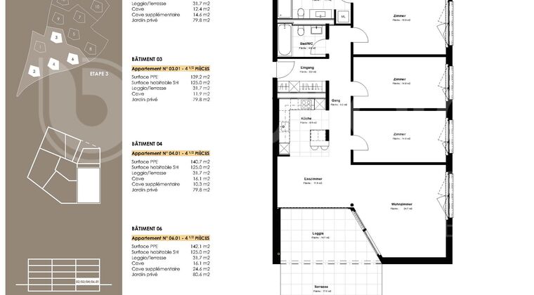 4.5 Zimmer-Wohnung, 3.01, EG, 125.0 m2
