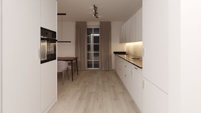 Abendstimmung in der Wohnung W1 (ehemals Restaurant)