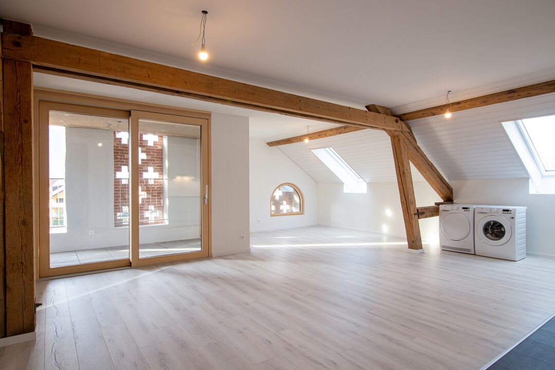 Rénovation d'une ferme du 19e siècle en 15 appartements à Roche : l'intérieur.