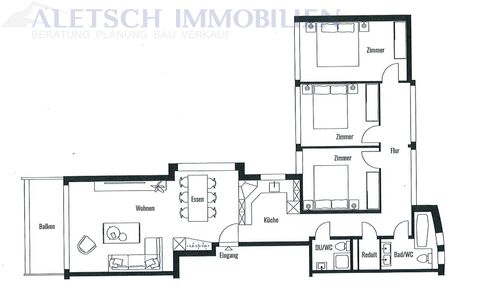 zu verkaufen, 4.5-Zimmerwohnung mit einzigartigem Grundriss in Glis