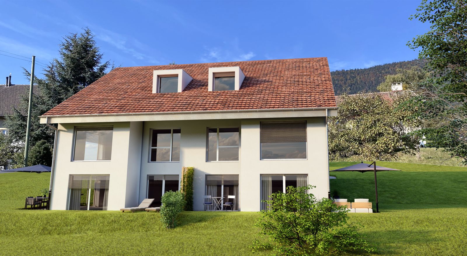 Projet immobilier à Provence avec 2 maisons à vendre, vue de face