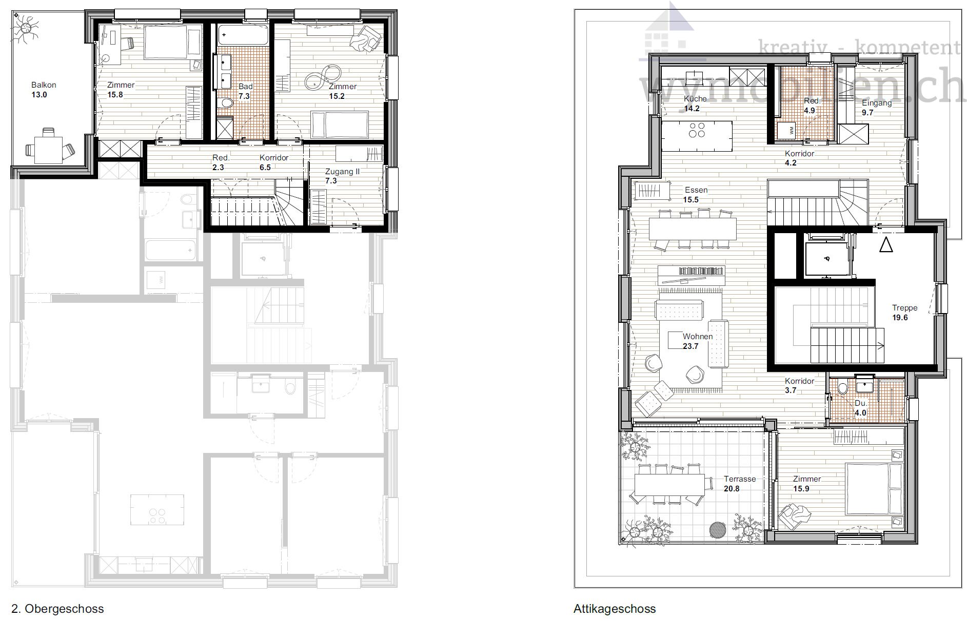 Grundriss Attika-Maisonette