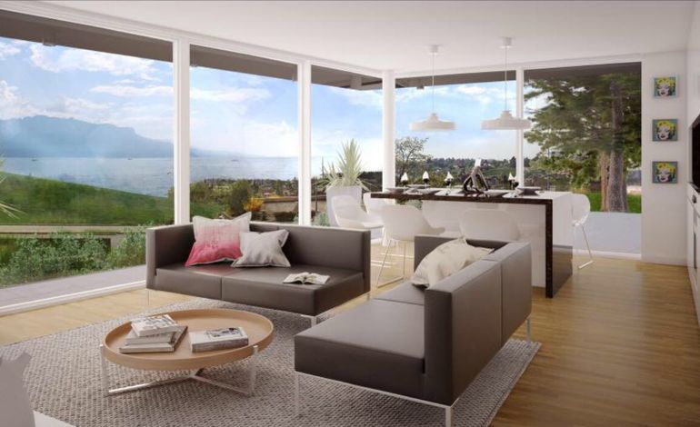 Villa contemporaine de 280 m², pleine vue lac, disponible mars 2018