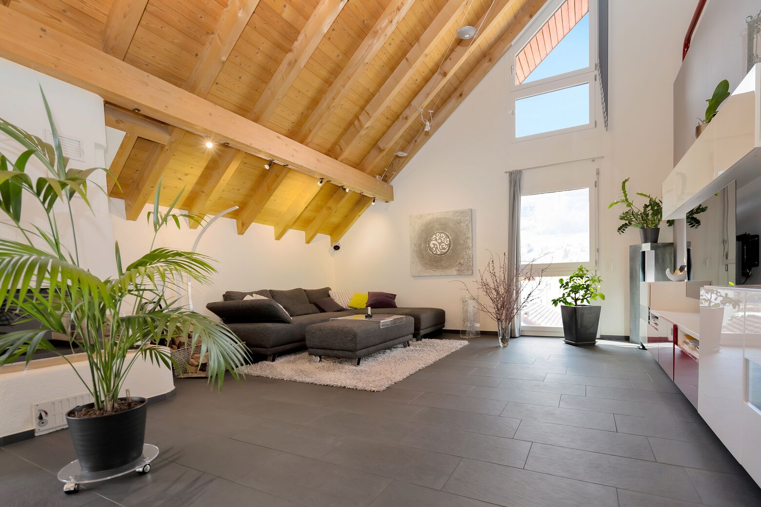 Wohnzimmer mit Cheminée