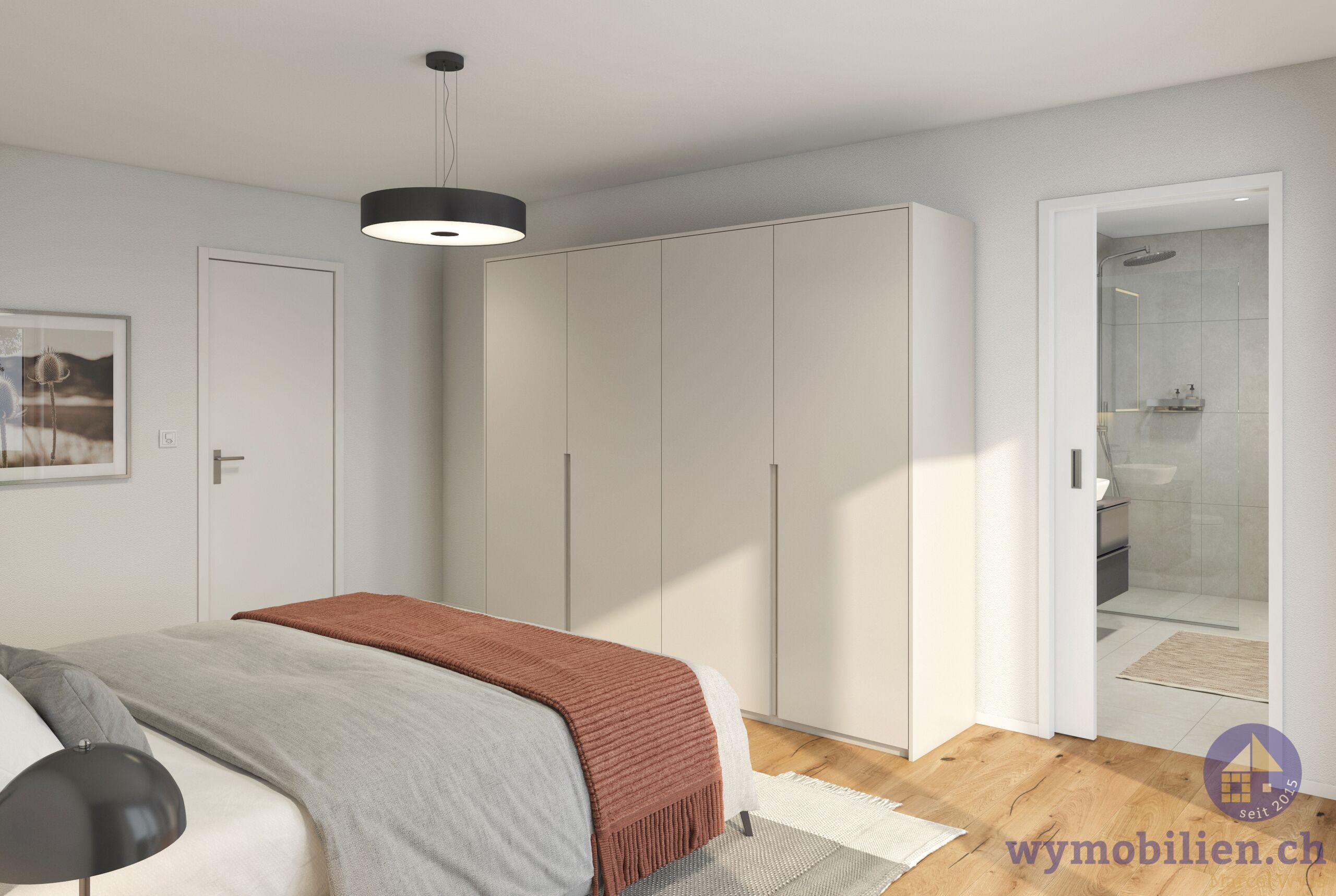Schlafzimmer mit direktem Zugang ins Bad (Whg 2,4)