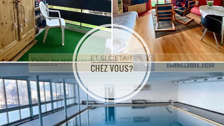 Studio avec balcon et accès à la piscine privée