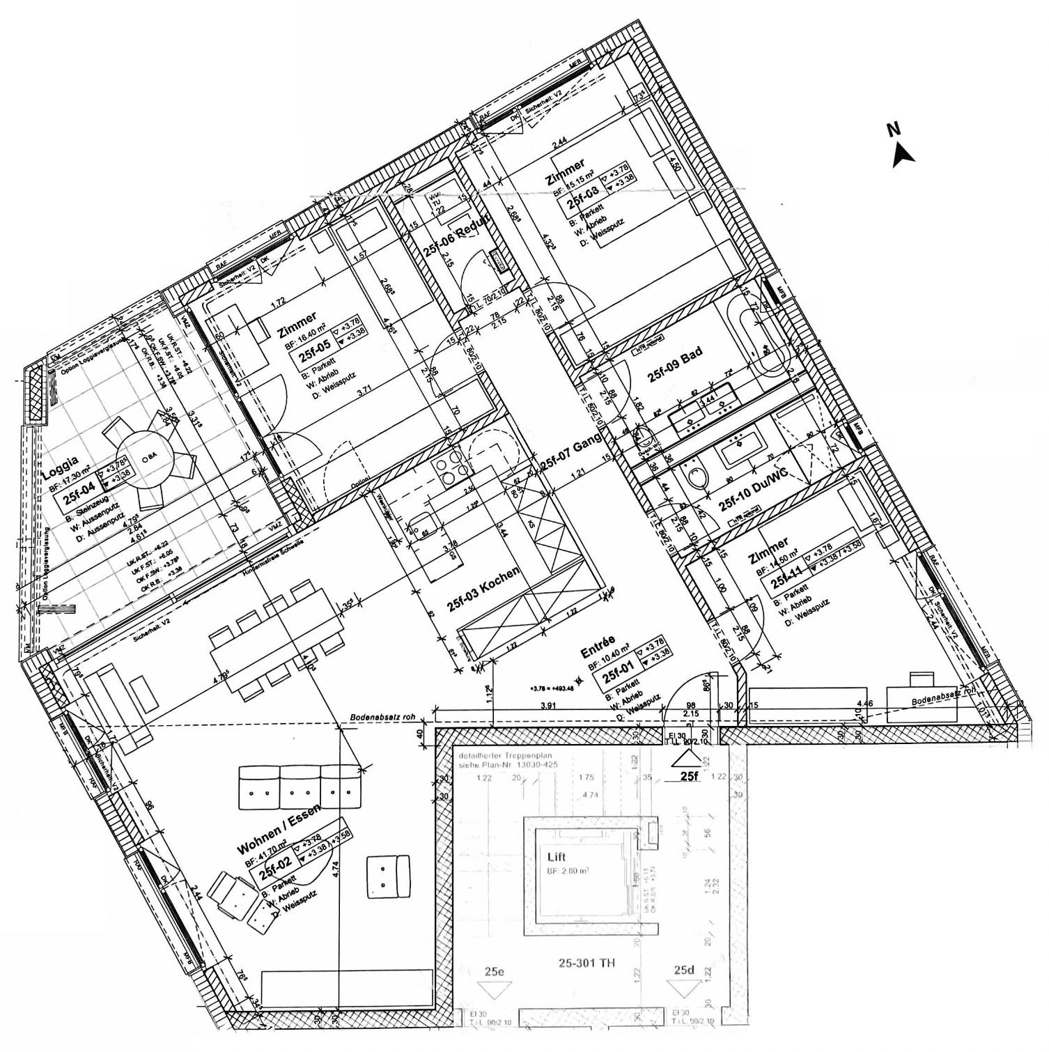 Grundrissplan 4.5-Zimmer-Wohnung im Hochparterre