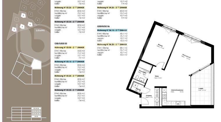 2.5 Zimmer-Wohnung, 3.05, EG, 75.7 m2