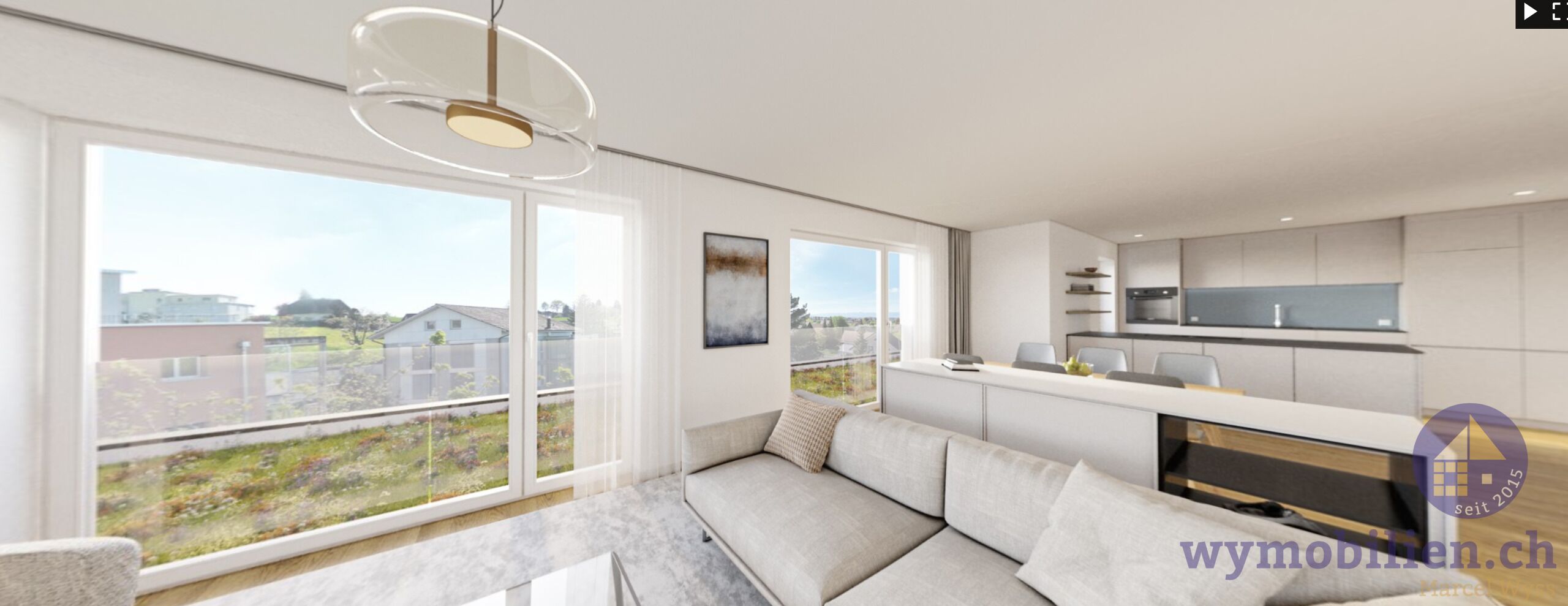 Wohnbereich mit Blick nach Aussen 