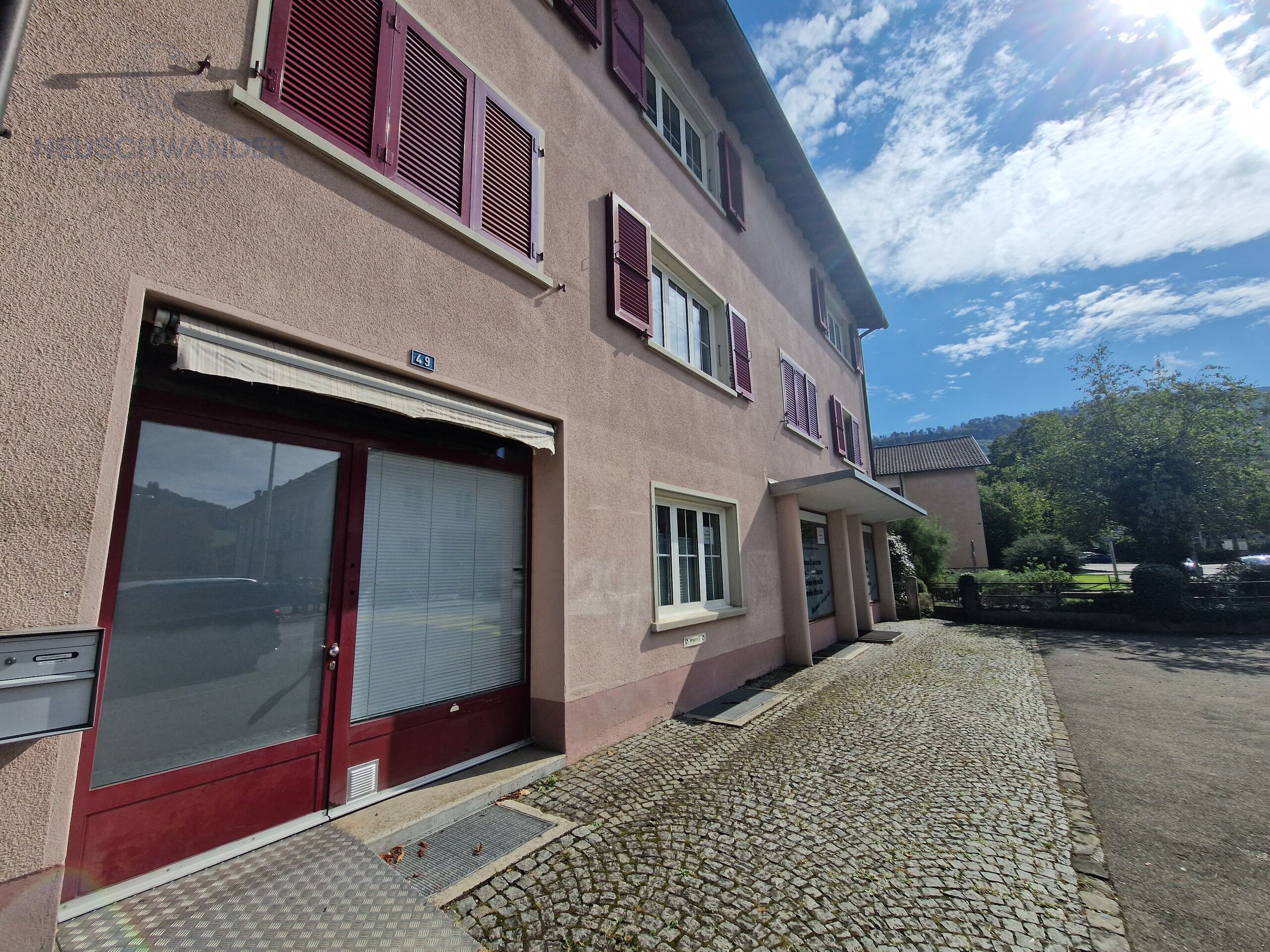 parking spaces in front of the building