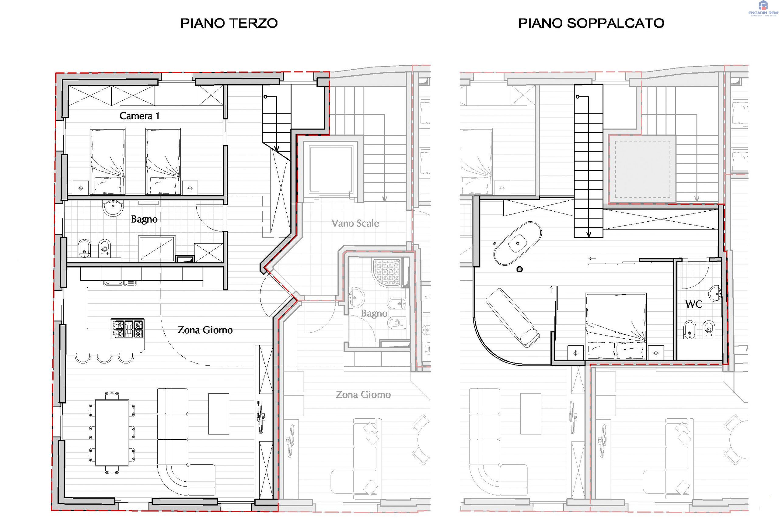 Floor plan apartment with gallery