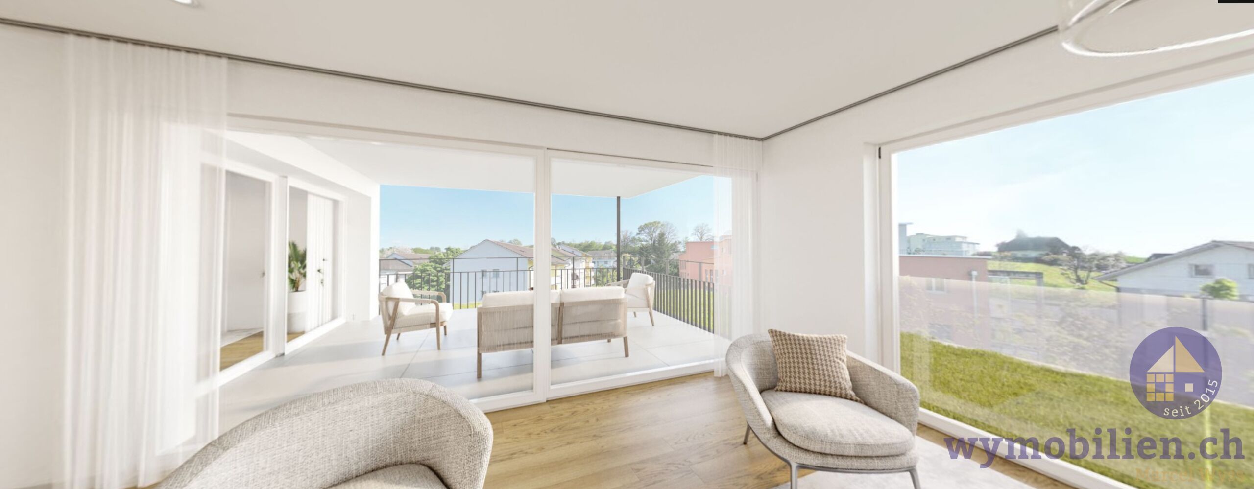 Wohnbereich mit Blick auf die Terrasse