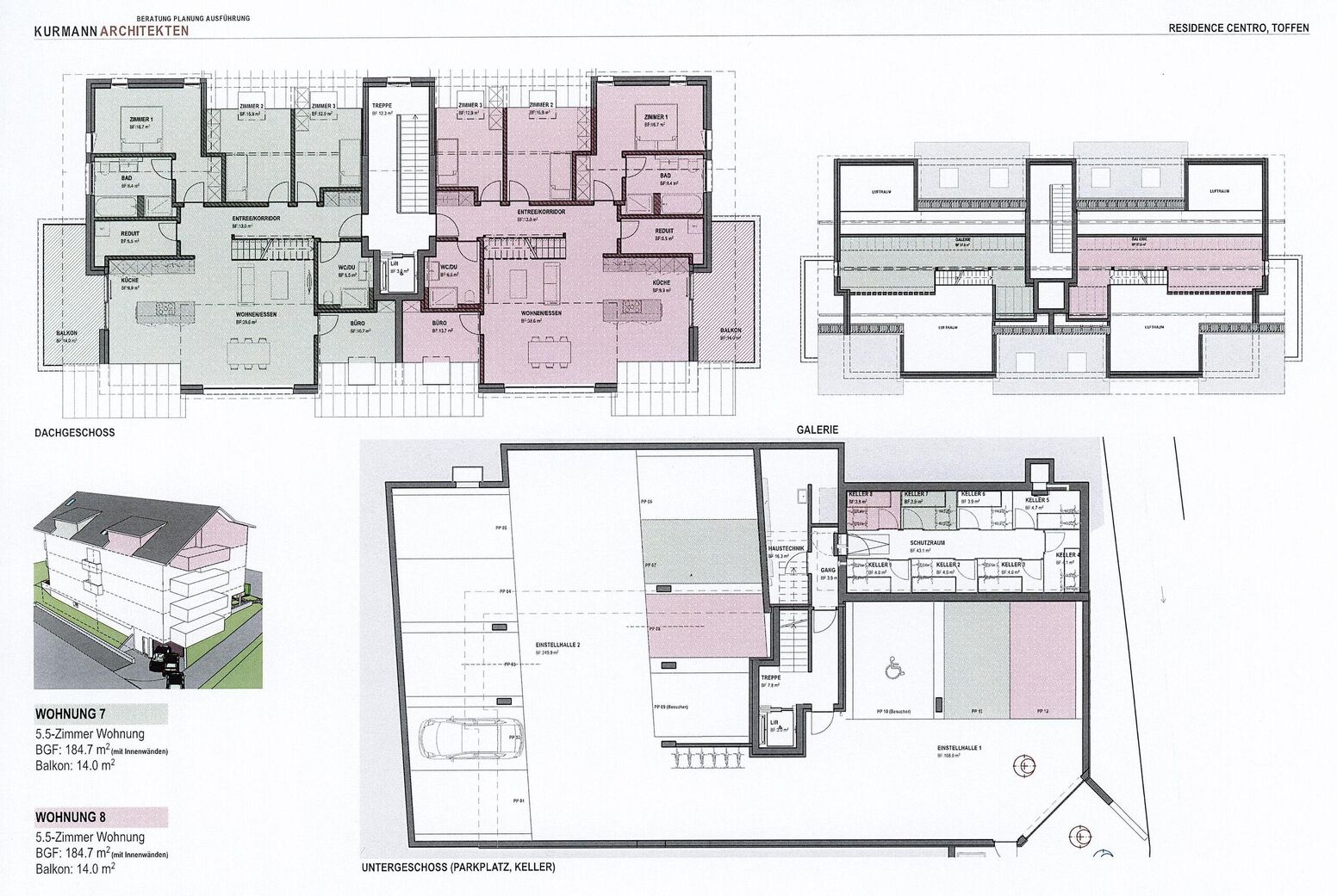 Grundrissplan 5.5- Zimmer Wohnung (Nord), 3. Stock