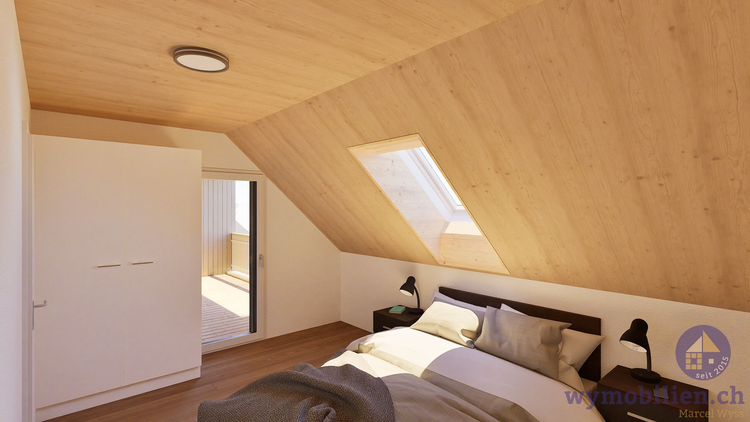 Beispiel Zimmer DG Wohnung mit Ausgang auf den Balkon 