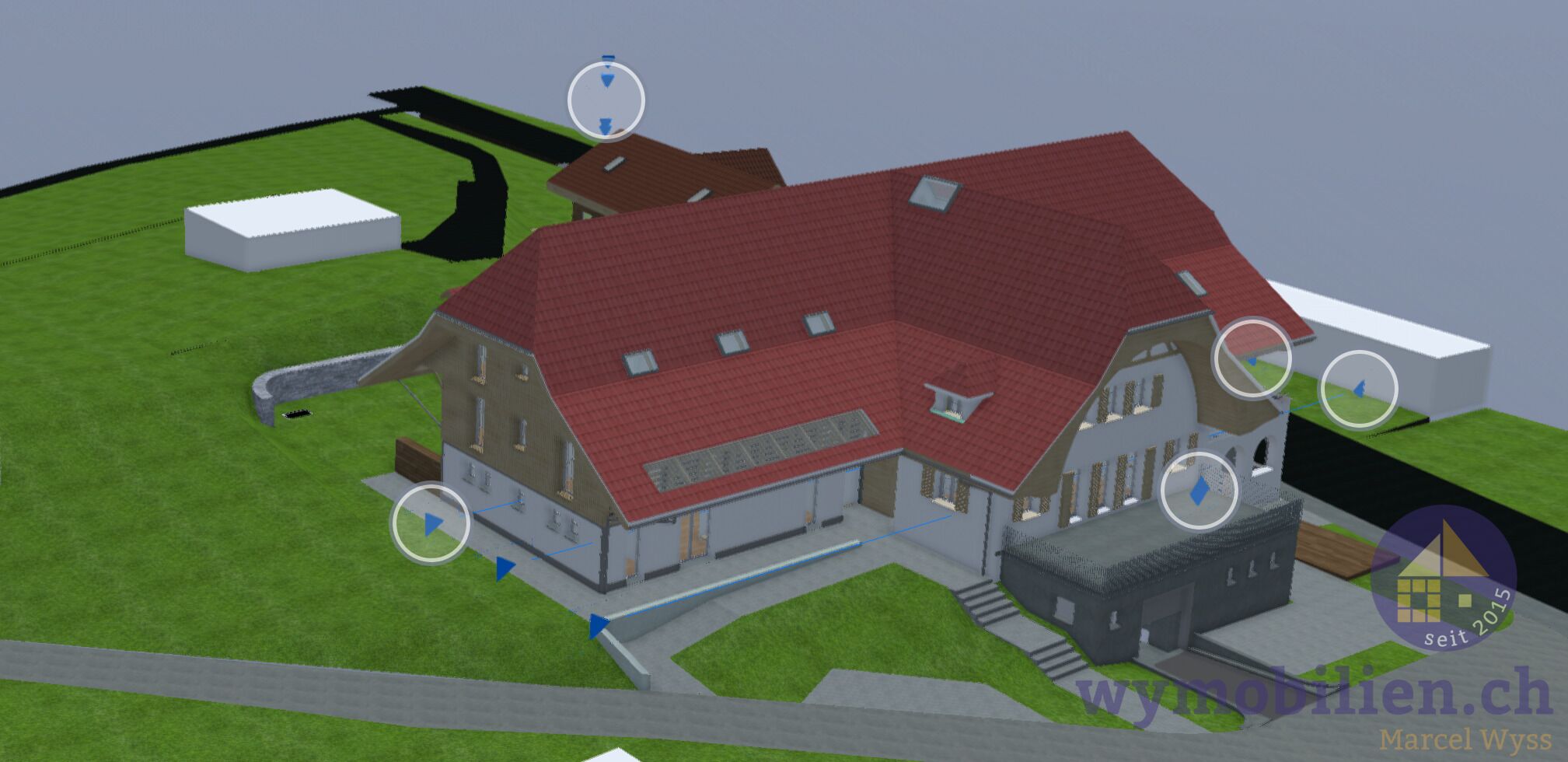 Vogelperspektive Zugang und Rampe Einstellhalle 