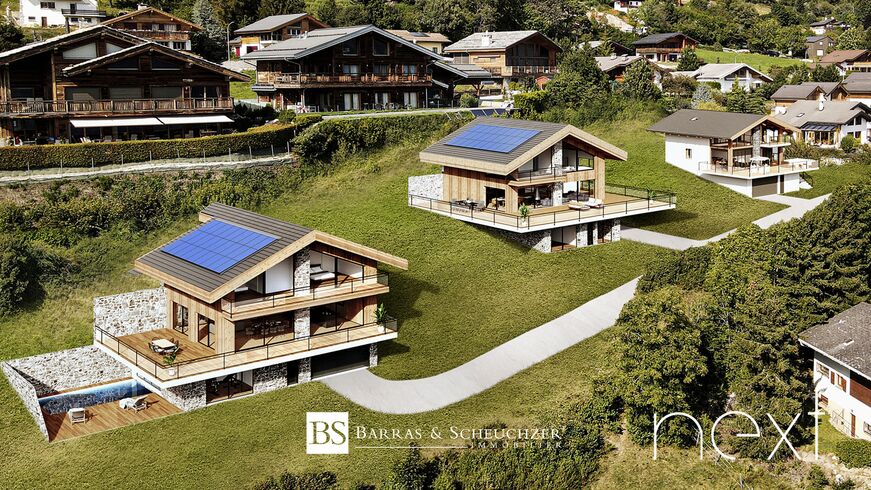 Chalet sur plan avec piscine intérieure - extérieure