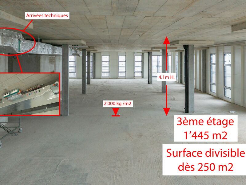 For rent beautiful surface of 1445 m² divisible on the 3rd floor