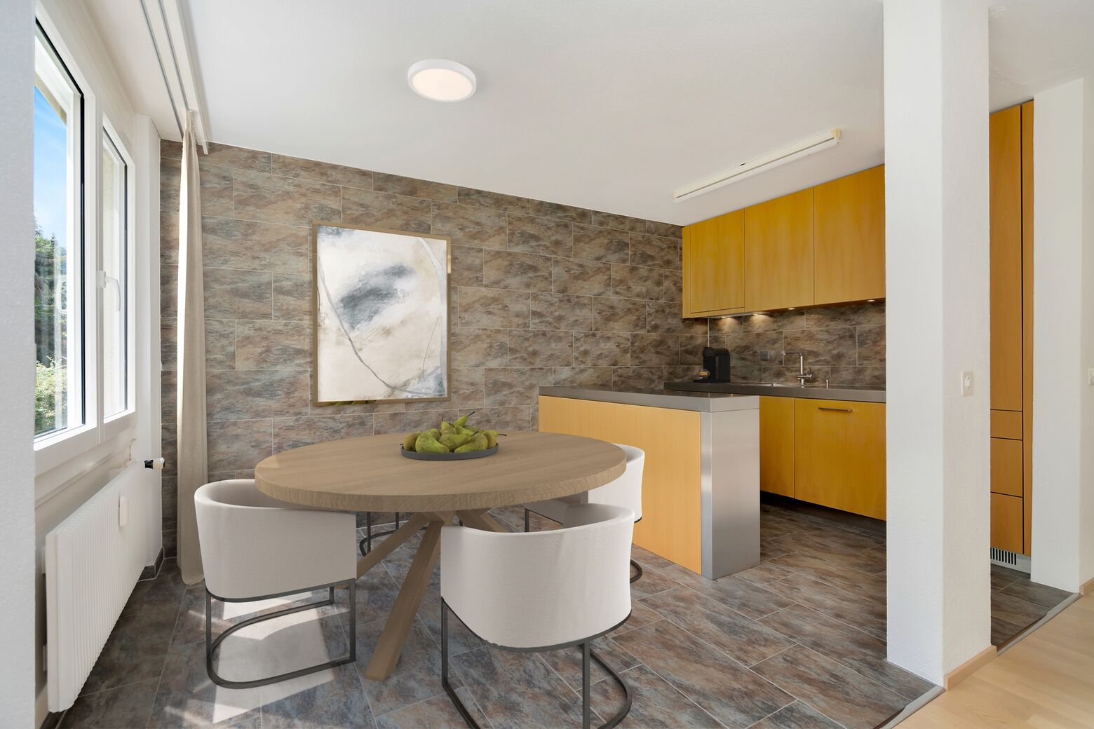 Küche und Essbereich (Möbel visualisiert)