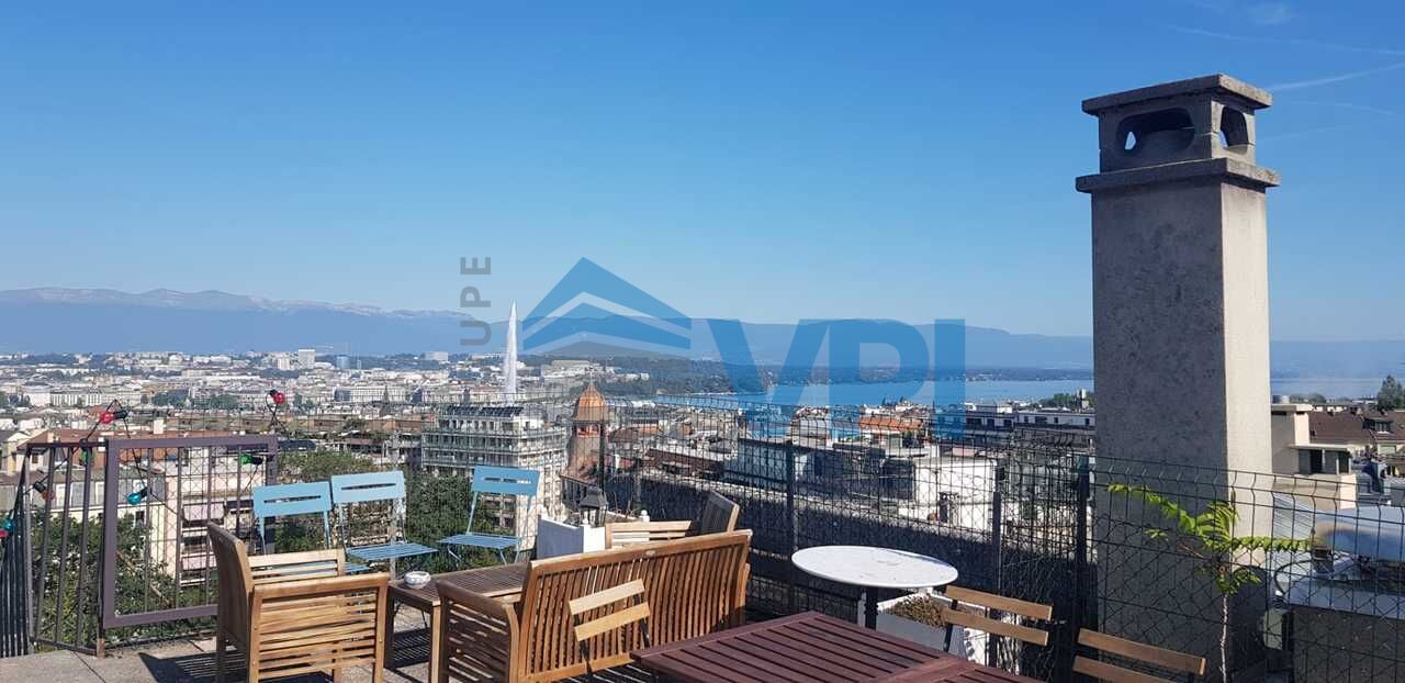 ATTIQUE AVEC VUE LAC AU CENTRE DE GENEVE