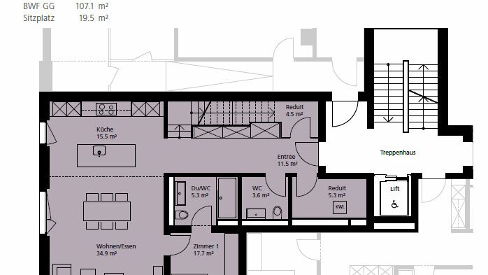 Grundriss WHG 1-1 Gartengeschoss