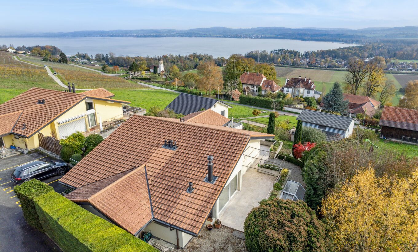 Magnificent two-apartment villa with swimming pool and lake view
