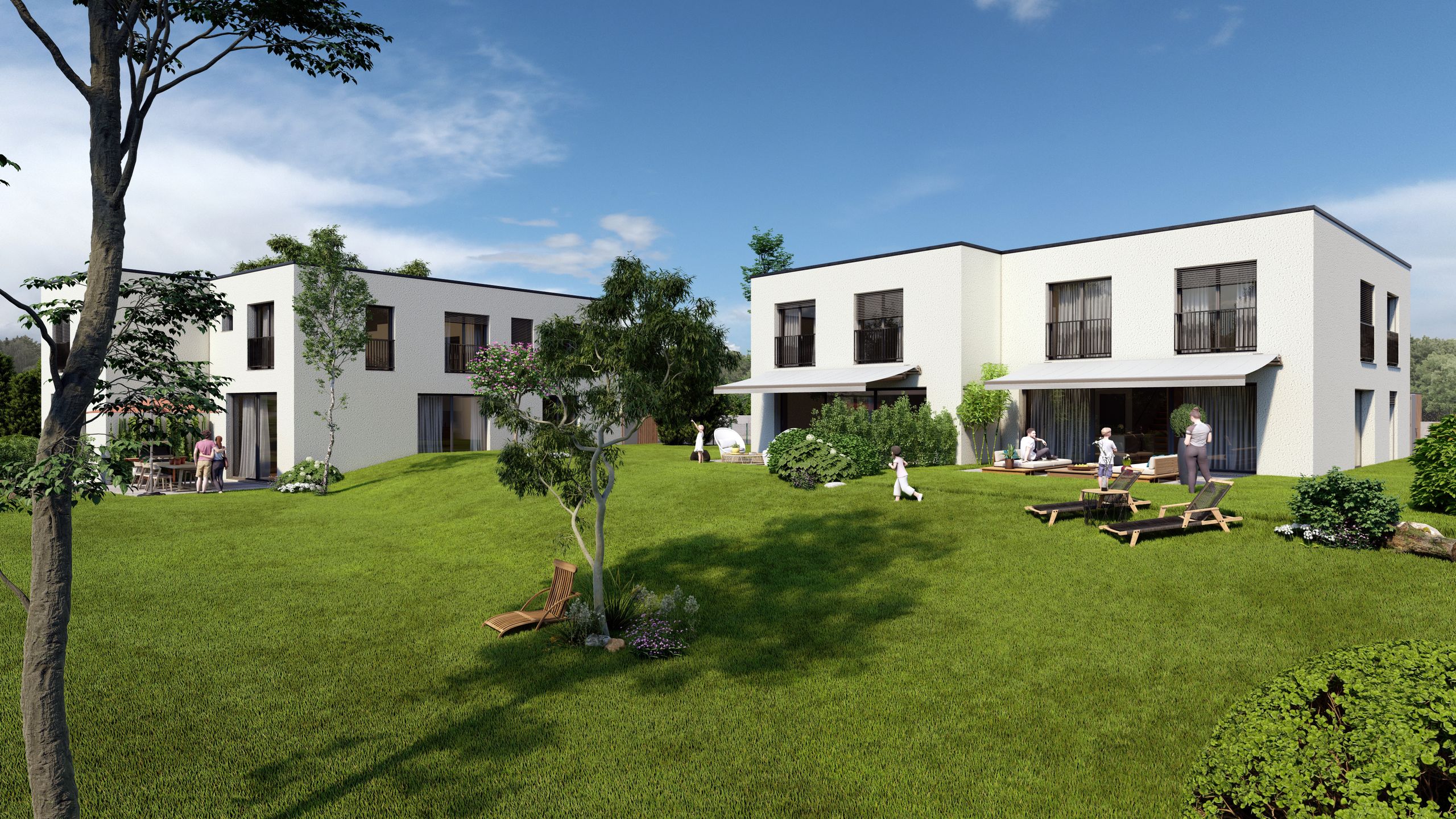 Projet immobilier à Portalban avec villa jumelles à vendre, façade sud