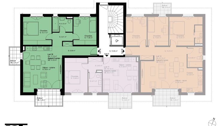 A louer à Pomy le dernier 3 1/2 pièces 1 er étage avec 2 balcons
