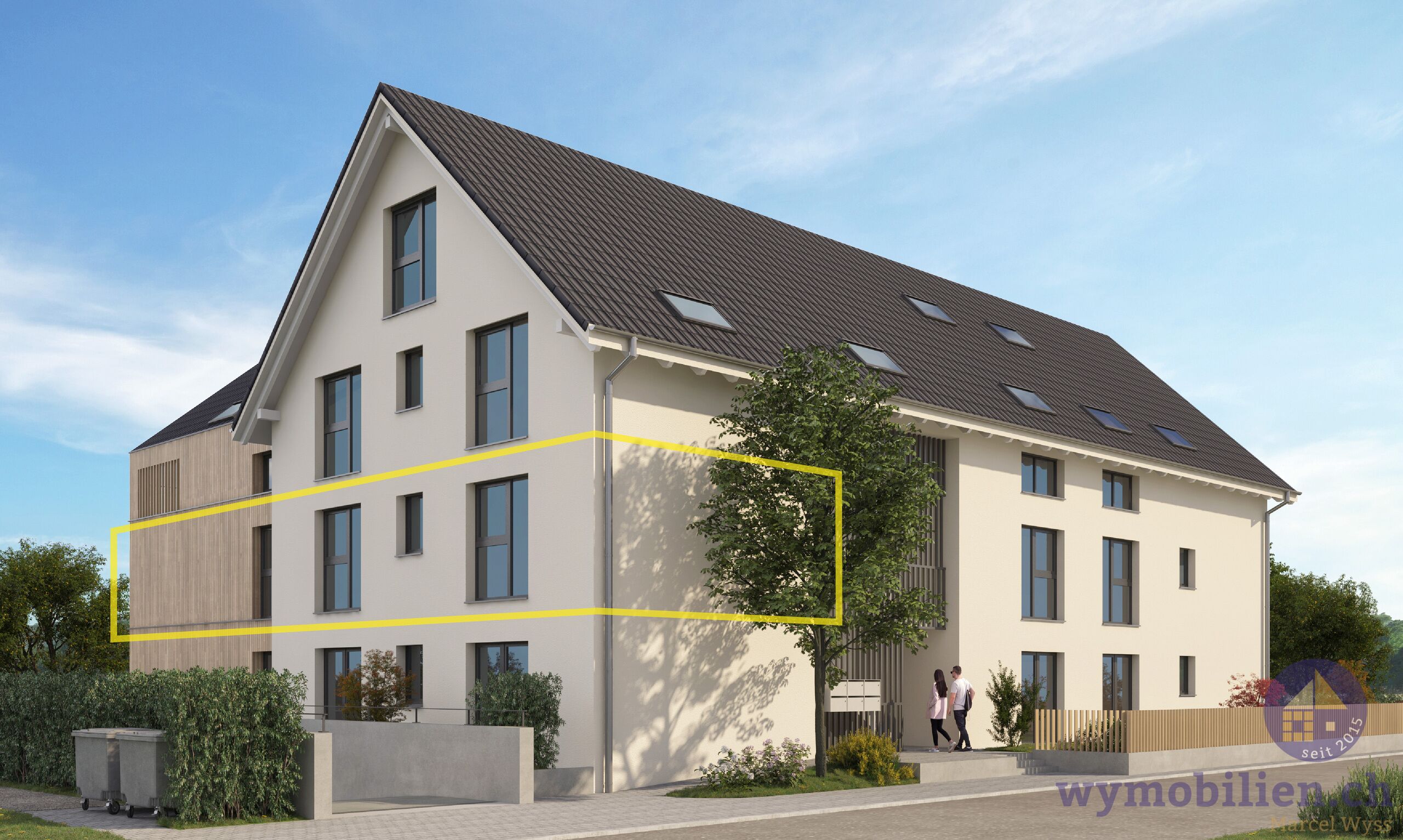 Ansicht Nordost mit der Einfahrt in die Einstellhalle