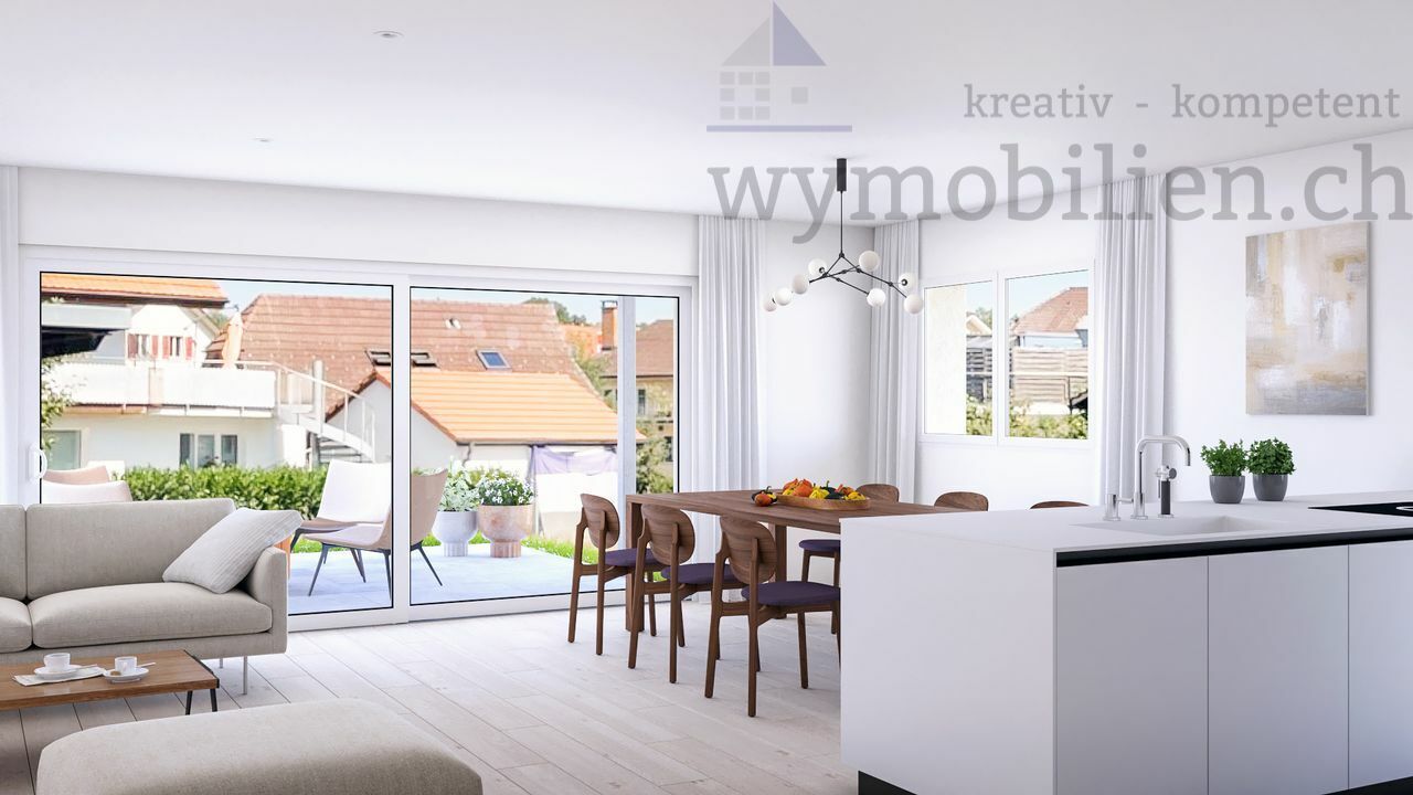 Wohnen/Küche mit Ausgang auf die Terrasse und in den Garten