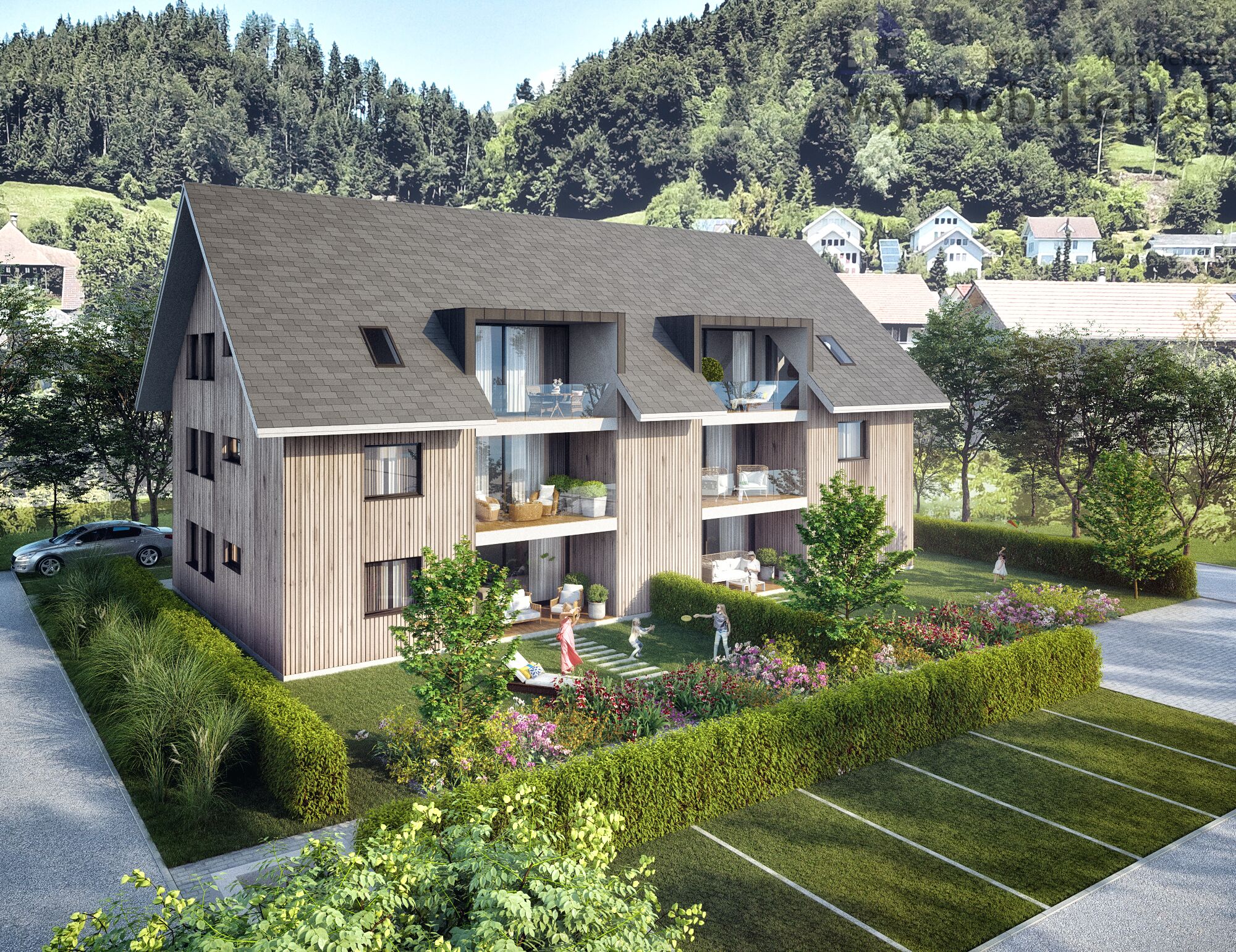 MFH mit 6 Einheiten (Die Balkone werden nicht mit Glasgeländer realisiert)