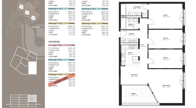 4.5 Zimmer-Wohnung, 8.21, 2. OG, 125.4 m2