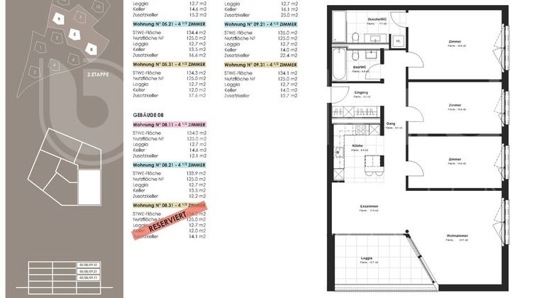 4.5 Zimmer-Wohnung, 5.21, 2. OG, 125.4 m2