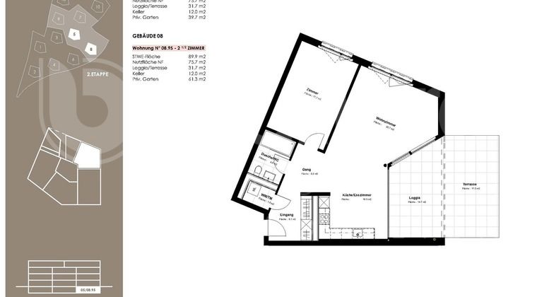 Appartement 2.5 pces, 5.95, 1er SS, 76.1 m2