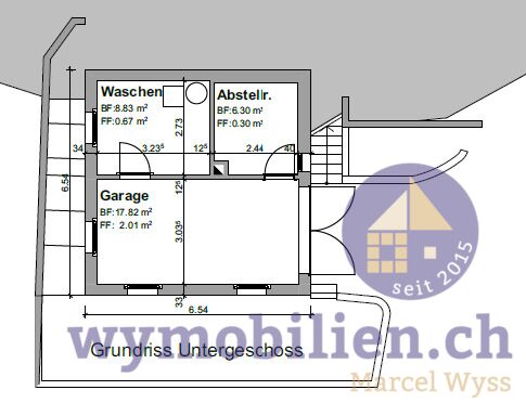 Untergeschoss mit Garage, Keller, Büro/Atelier, Waschküche, Heizung