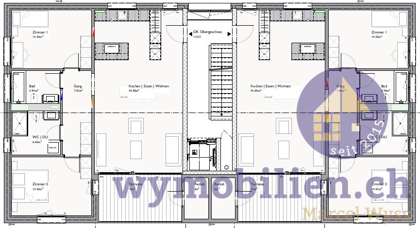Grundrisse der beiden Wohnung im OG