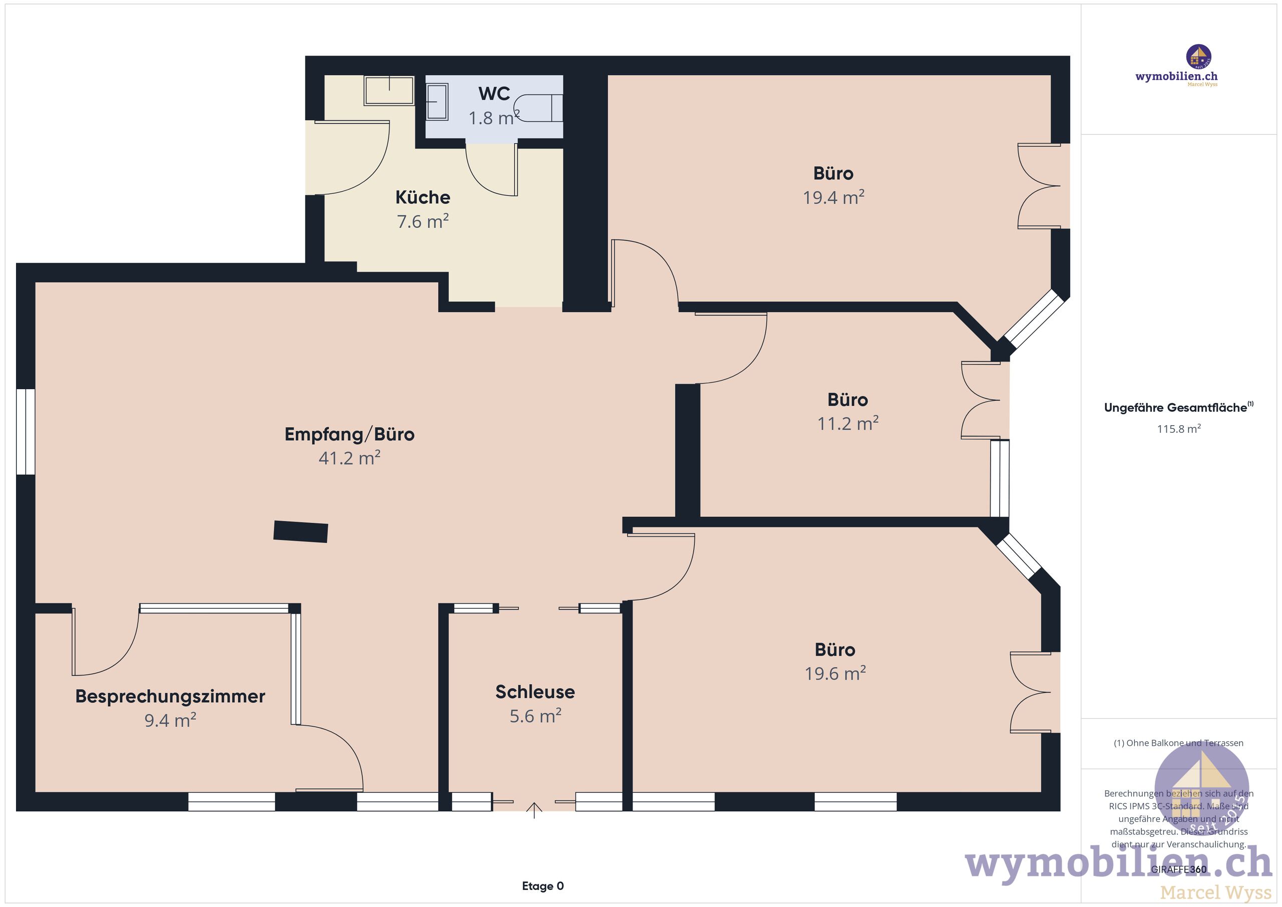 Grundriss Büroräumlichkeiten EG 