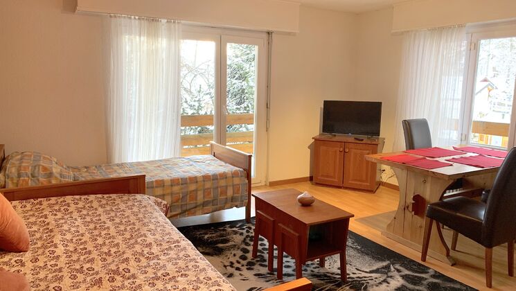 Location à l'année studio, quartier des violettes à Crans-Montana