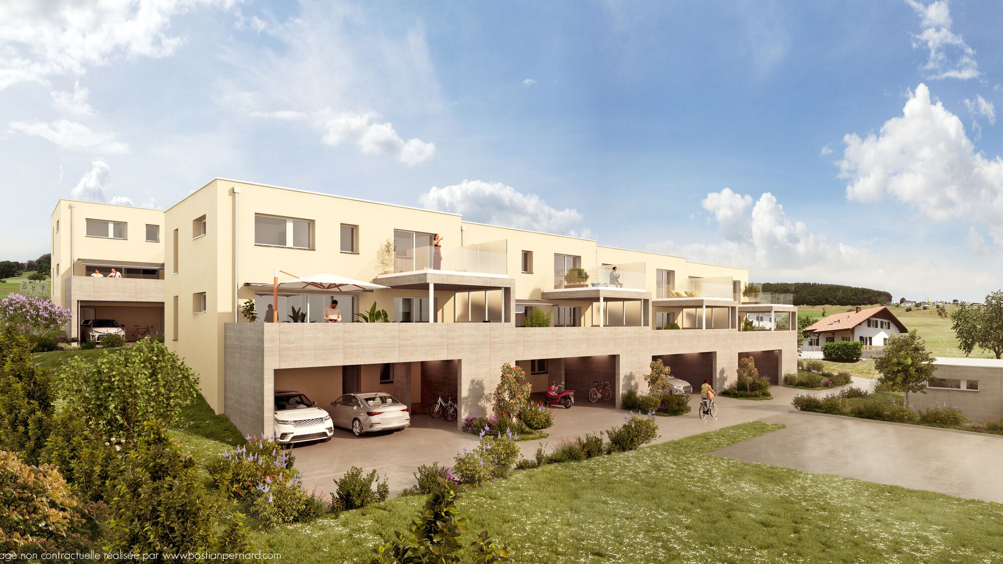 Balcons couverts des villas contigües B1-B4