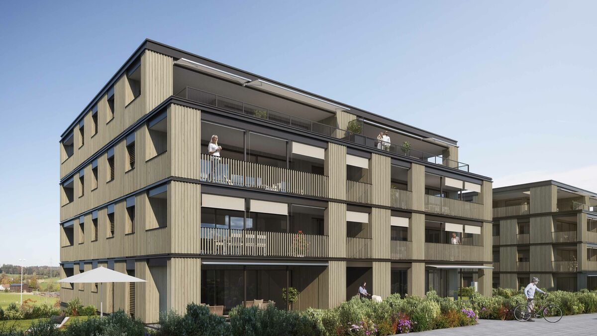 Kompakte Holzfassade
