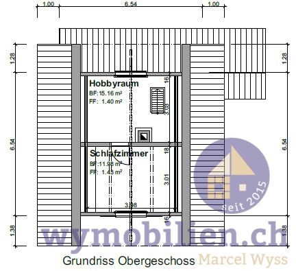 Obergeschoss mit Schlafzimmer, Hobbyraum, Stauraum