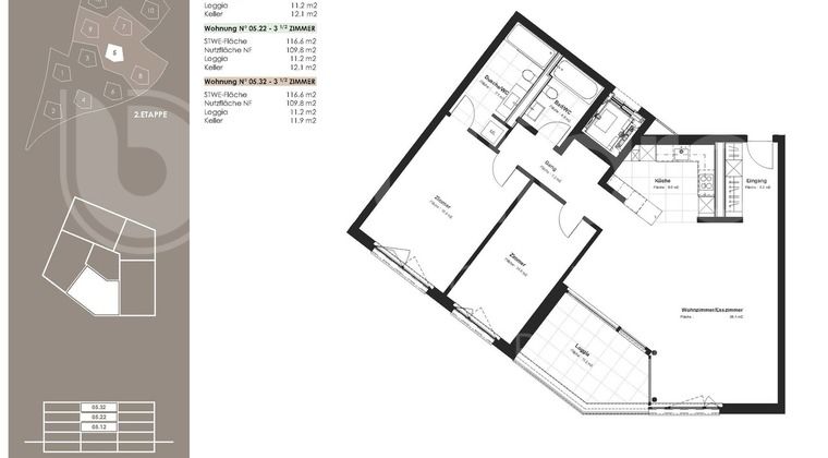3.5 Zimmer-Wohnung, 5.22, 2. OG, 109.1 m2