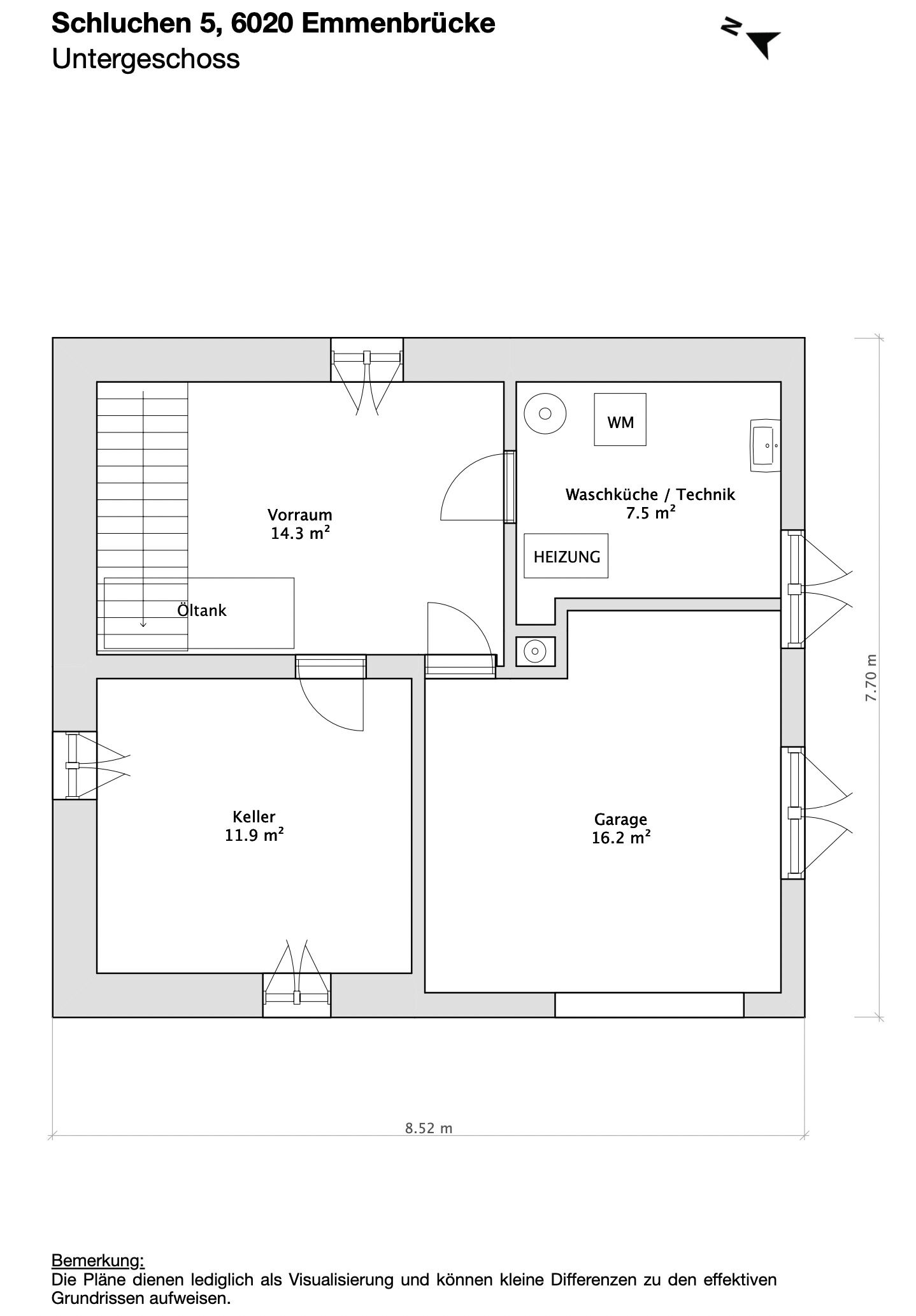Grundrissplan Untergeschoss (UG)