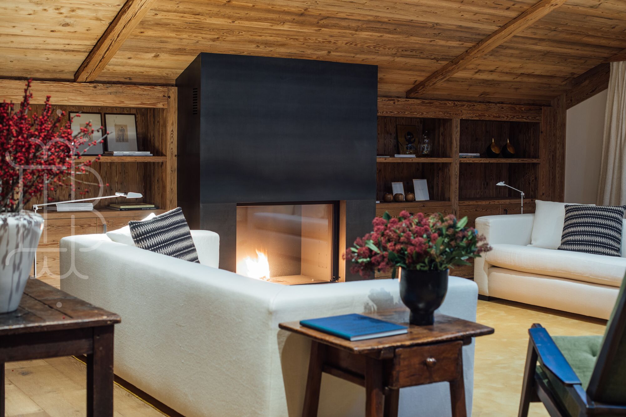 Living room with fireplace