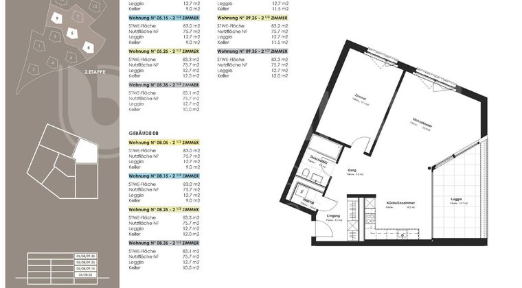 2.5 Zimmer-Wohnung, 8.35, 3. OG, 76.1 m2