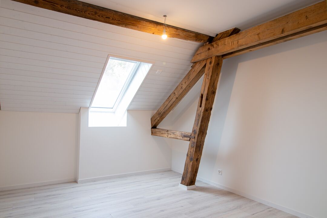 Rénovation d'une ferme du 19e siècle en 15 appartements à Roche : l'intérieur.
