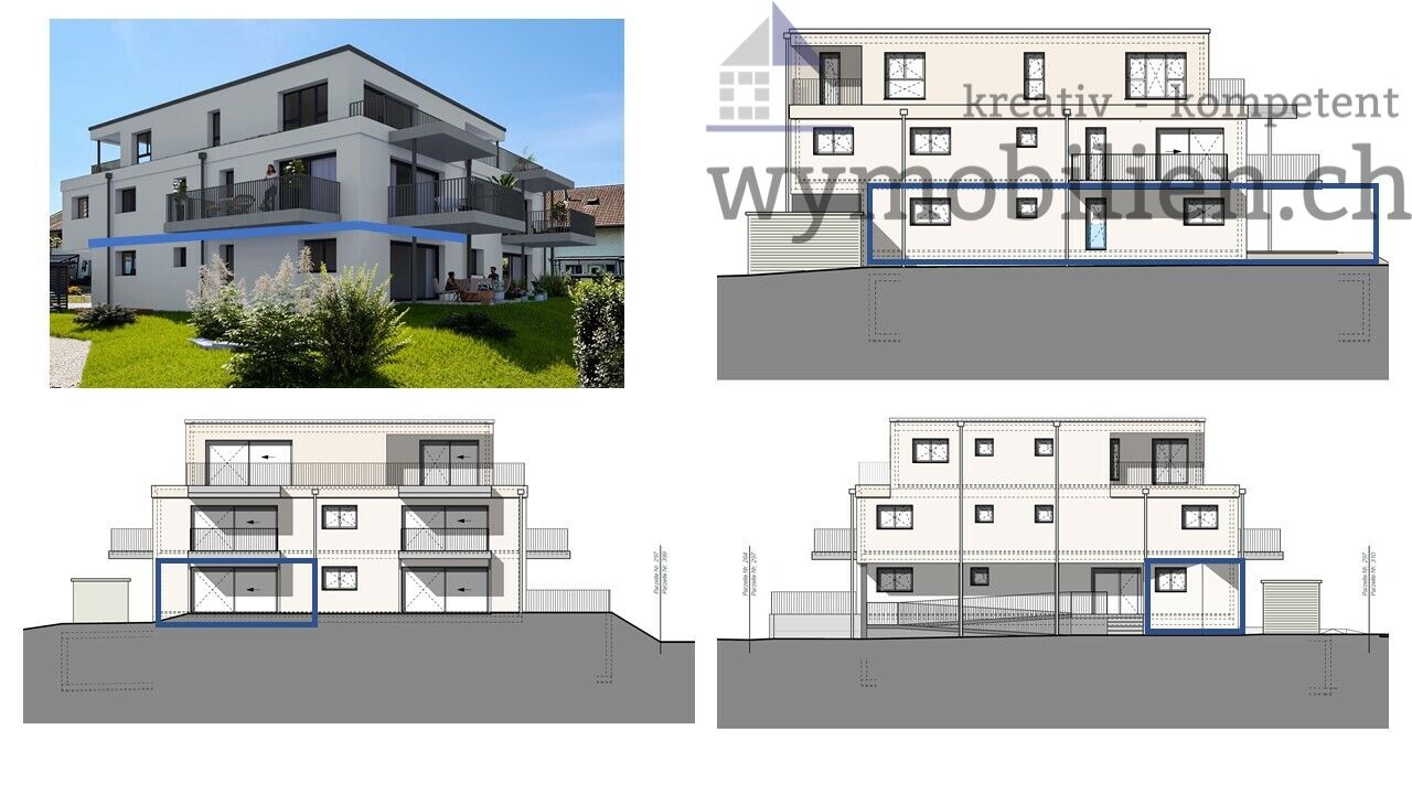 Wohnung EG 2.5 blau markiert 