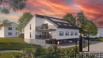 NEUF: Attique avec spacieux balcon de 19 m2, 2 parcs couverts inclus