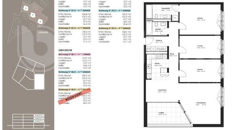 Appartement 4.5 pces, 5.31, 3ème étage, 125.4 m2