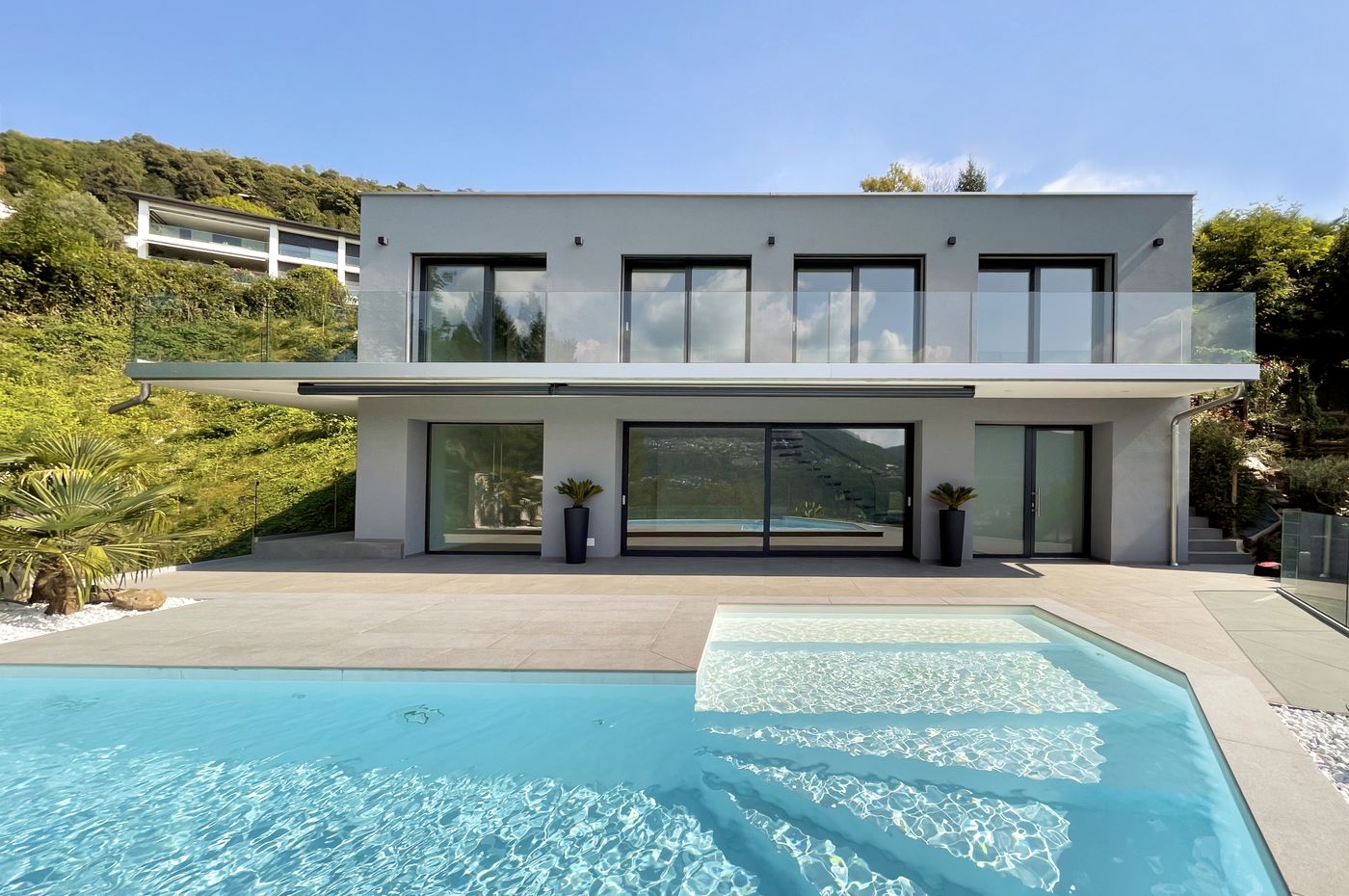 Modern Villa with Garden, Pool and Lugano Lake View in Montagnola