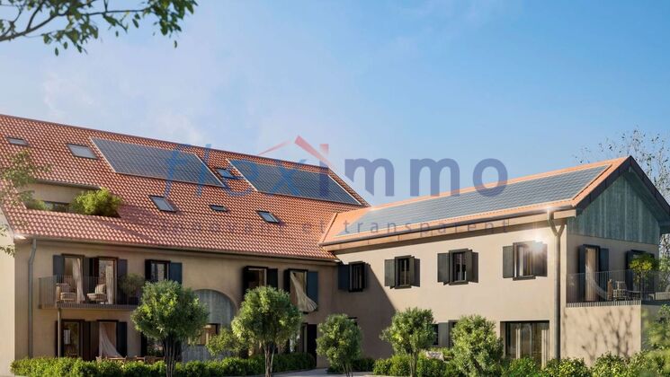 a large house with solar panels on the roof